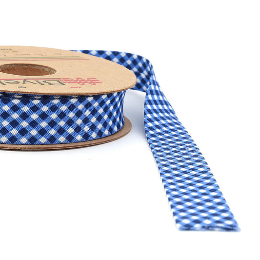 Lacivert Ekose Pamuk (Koton) Biye 2cm eninde 25mt (E8)