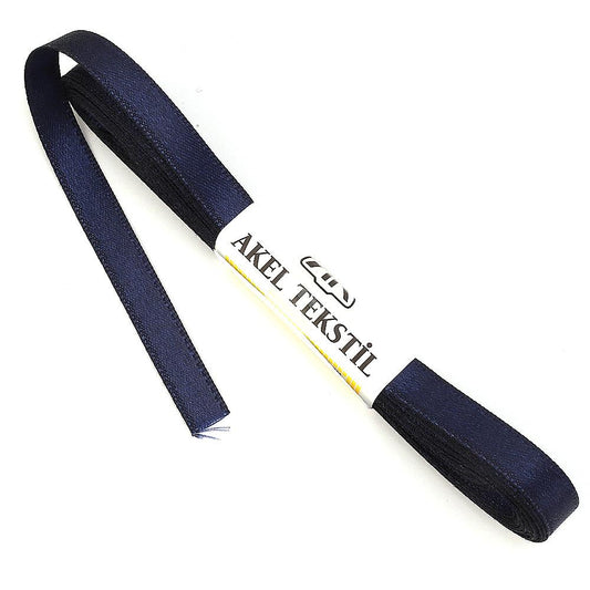 Lacivert Saten Kurdele Çift Taraflı 1cm Eninde 10mt Top