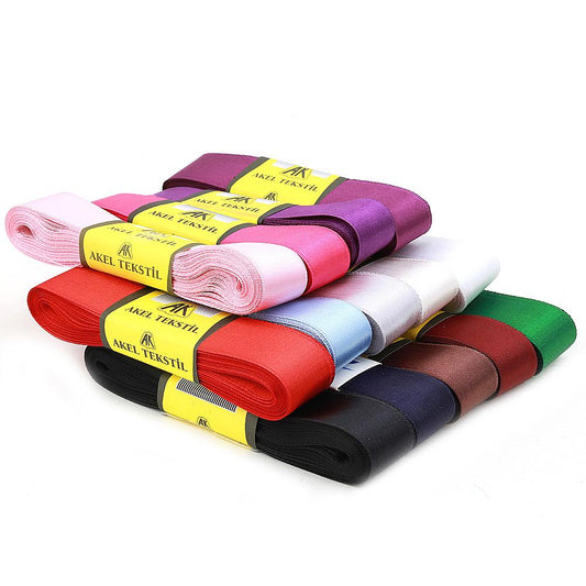 Lacivert Saten Kurdele Çift Taraflı 3cm Eninde 10mt Top