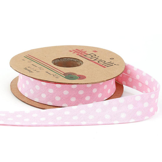 Pink Polka Dot Cotton (Coton) Bias 2cm width 25mt (A16)