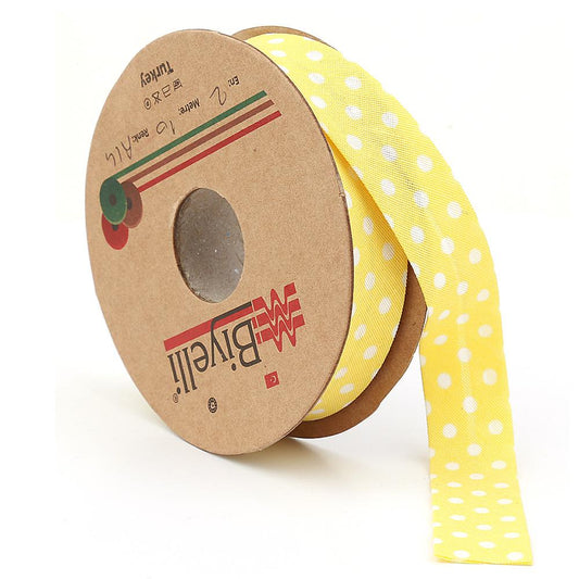 Yellow Polka Dot Cotton (Coton) Piping 2cm wide 25mt (A14)