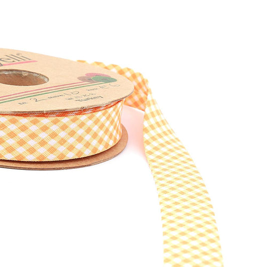 Turuncu Ekose Pamuk (Koton) Biye 2cm eninde 25mt (E6)