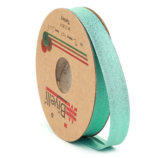 Yeşil Simli Kumlu Verev Biye 2cm eninde 25mt (305)