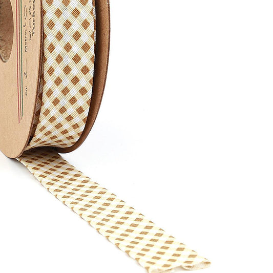 Kahverengi Ekose Pamuk (Koton) Biye 2cm eninde 25mt (E9)