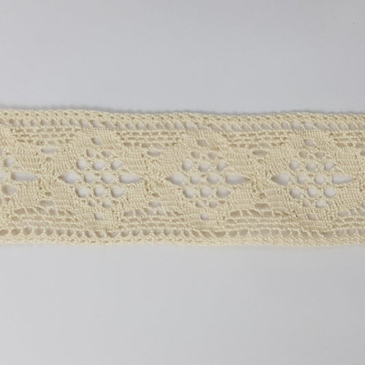 40mm Eninde (10 Metre) Krem Ara Pamuk Dantel (8818)