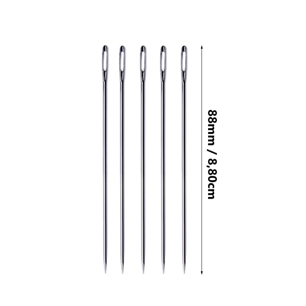 5 adet 3 1/2 kartlı iğne - Uzun dikiş iğnesi 8.8cm