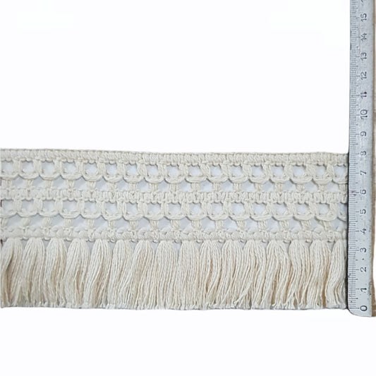 Patterned cotton tassel fringe with 8 cm width. ( 5 meters in ball )