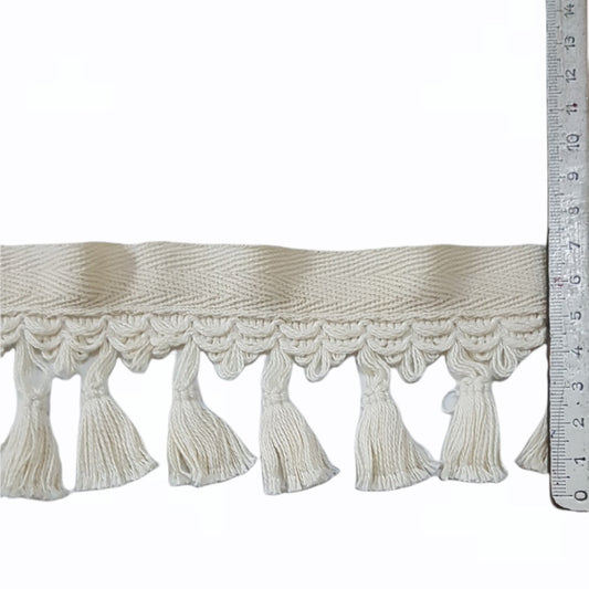 6,5 cm eninde Balıksırtlı pamuk saçak. ( 5 metre top halinde )