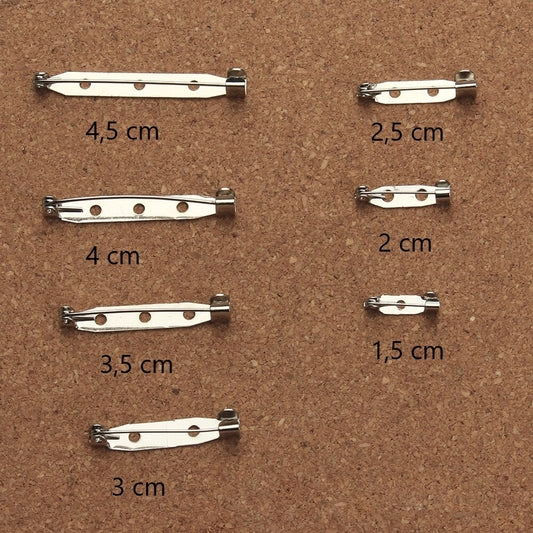 Broş iğnesi ( 20mm / 25mm / 30mm ) Yaka iğnesi, alt aparat (100 veya 1000 adet paketlerde )