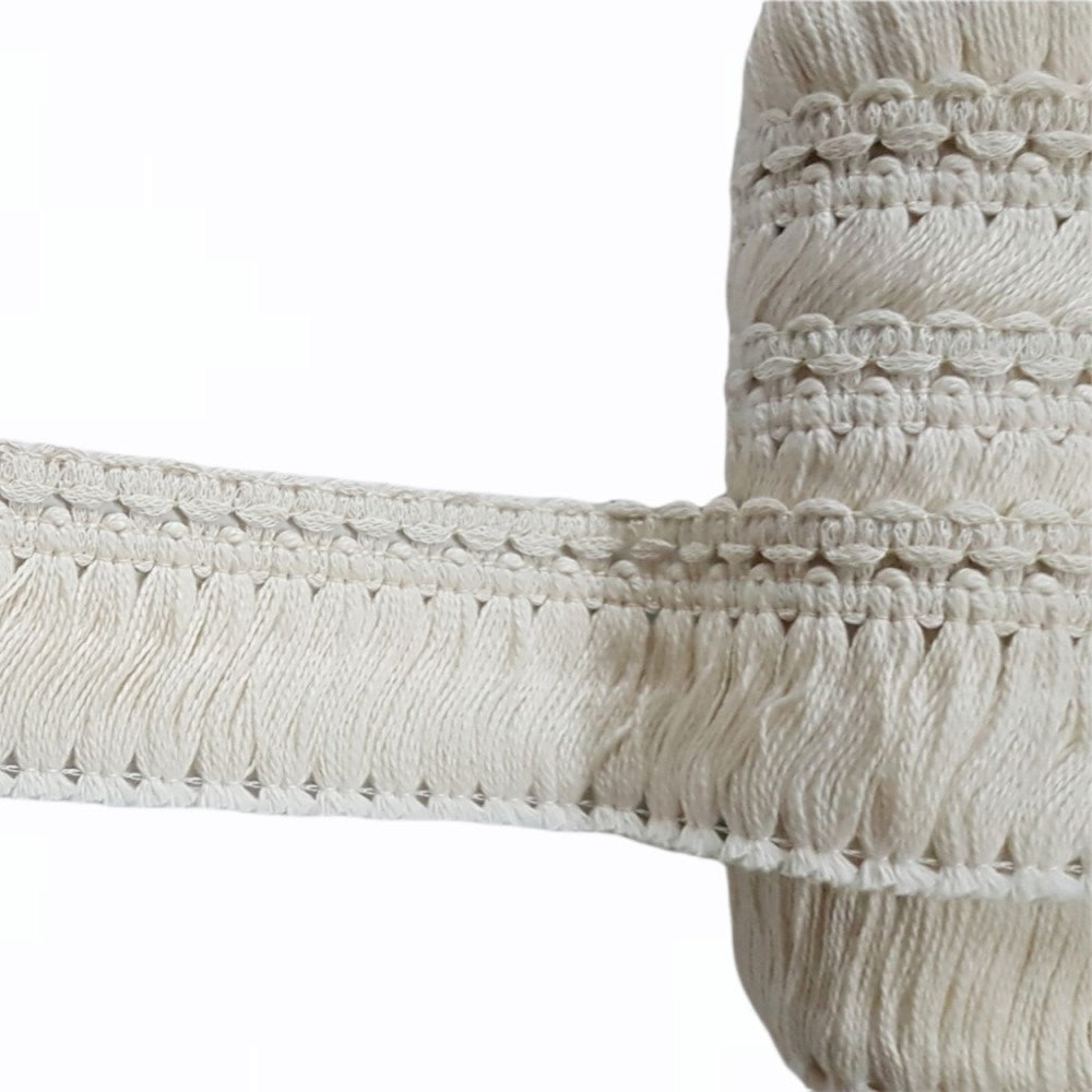 5 cm eninde desenli pamuk saçak. ( 5 metre top halinde )