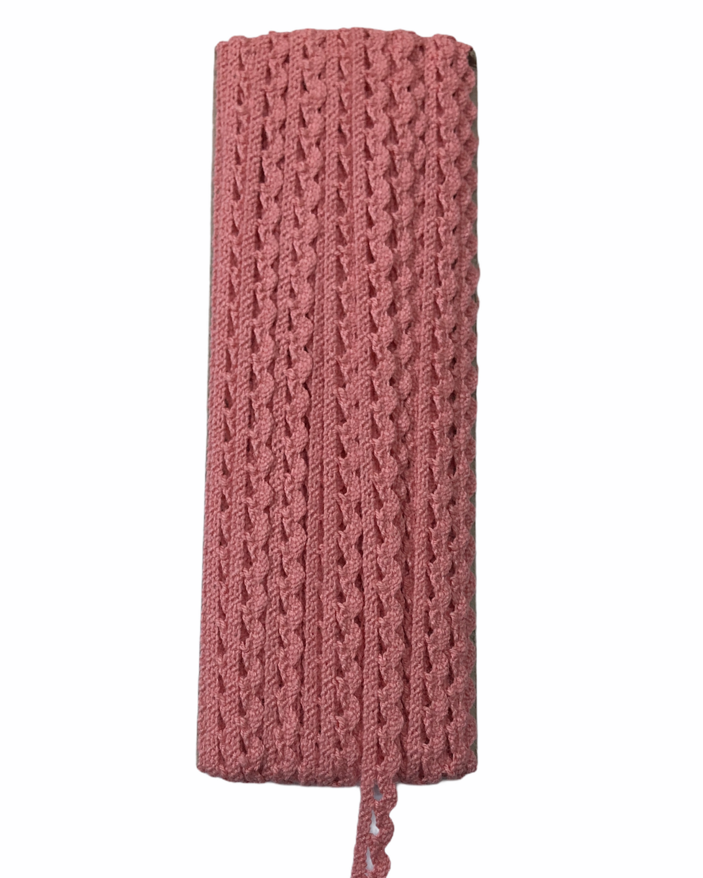 10mm width Colored Edge Cotton Lace (1001) Coral color - 10 meter ball.