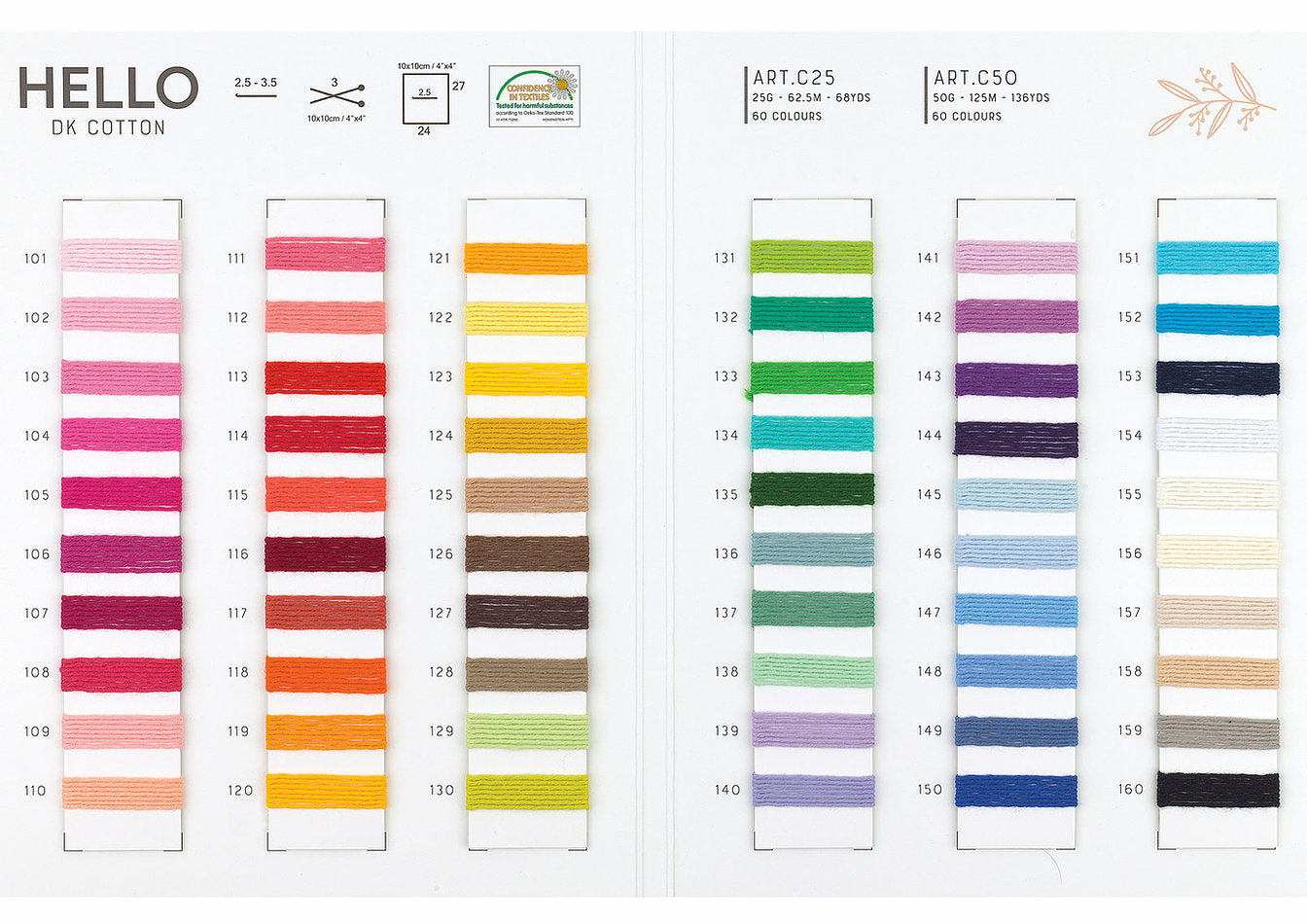 HELLO 25 gr cotton knitting yarn - HELLO DK Cotton Yarn 160