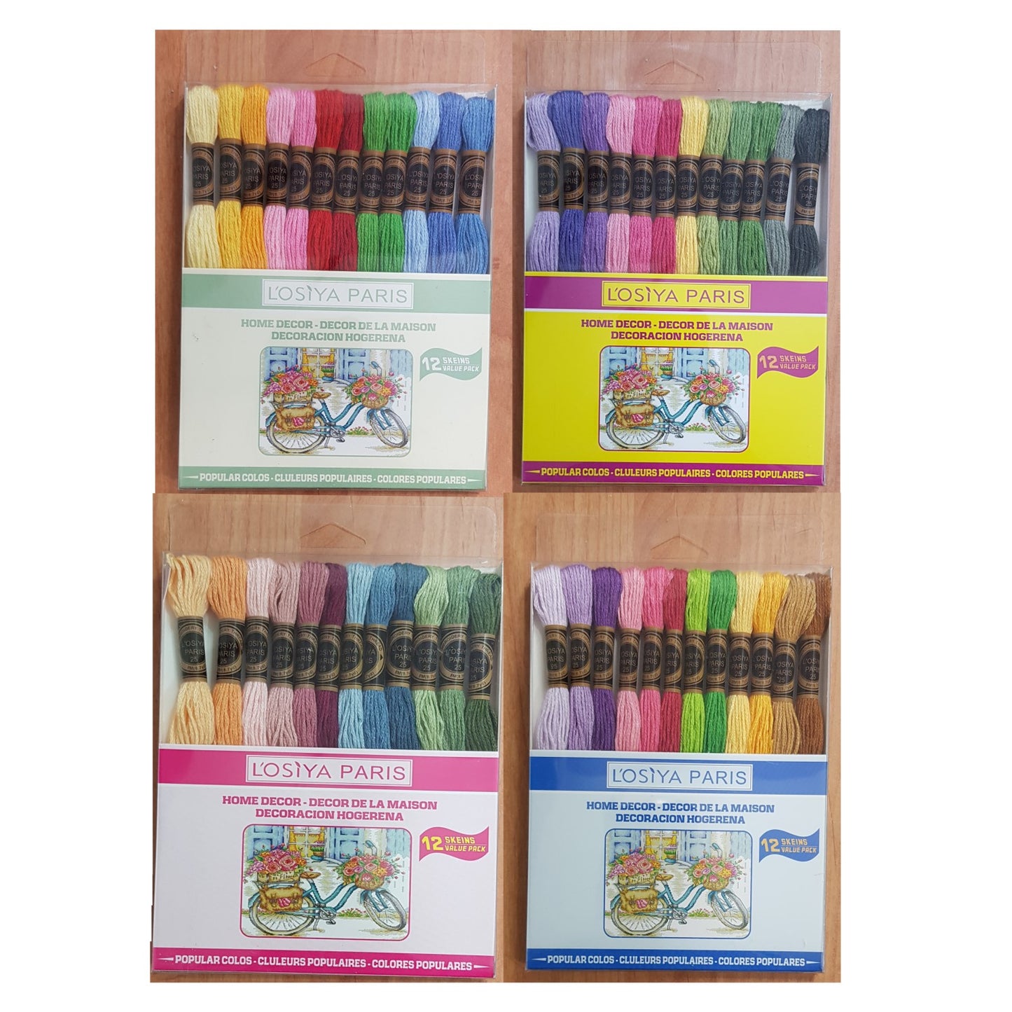 Muline İp - 48 adet karışık renklerde 8 metre muline ip çilesi