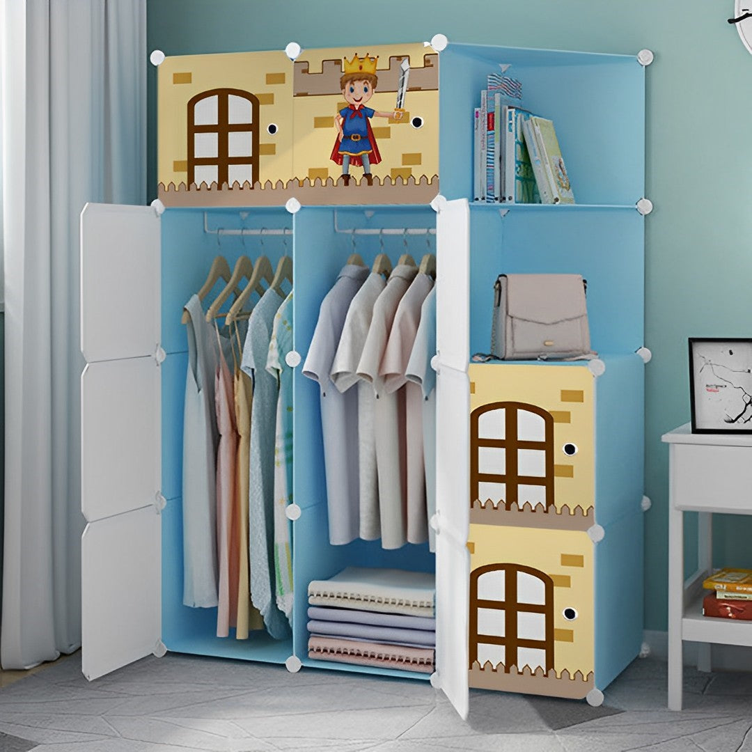 Şato Prens Çocuk Odası Dolabı - Kendin Yap - 8 Kapaklı, 10 Raflı Organizer Dolap. 35cmX35cm Ebatlarında