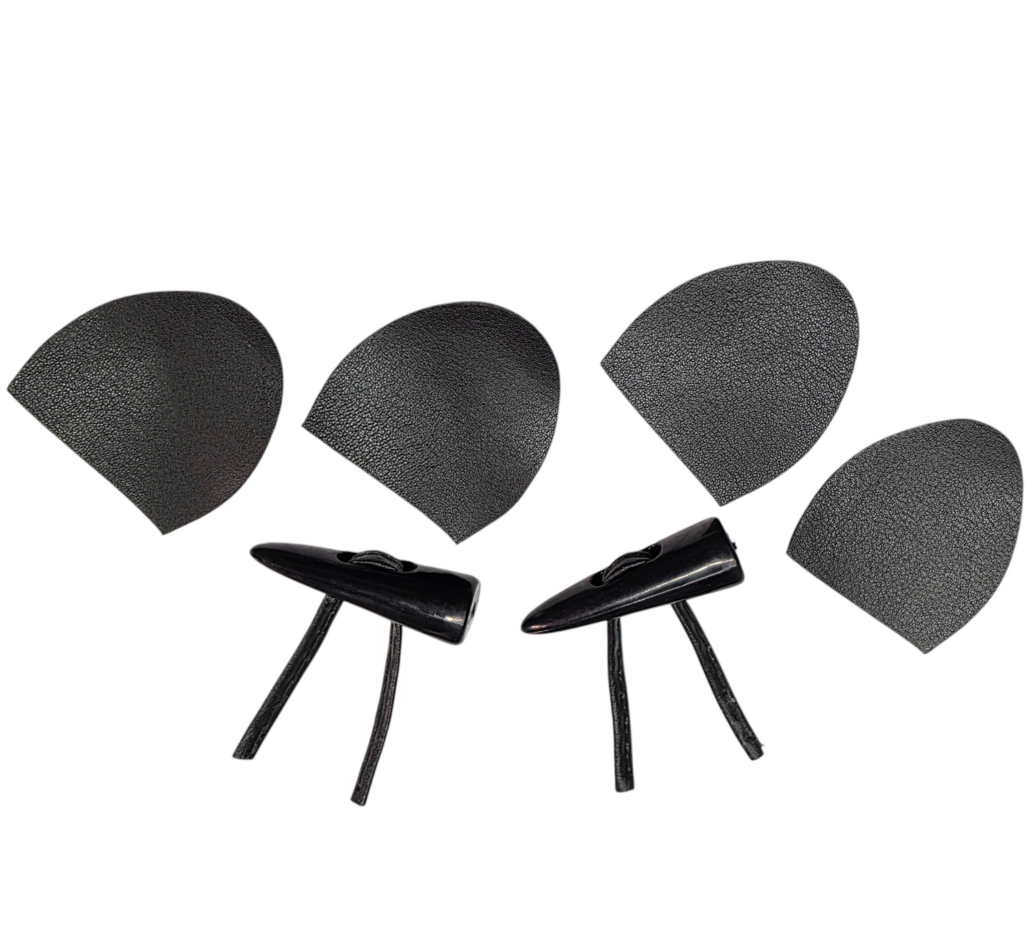 DERİ BİRİTLİ ÇOBAN DÜĞME SETİ (Mat Siyah) - Yelek Düğme Seti ( Çoban Derili )