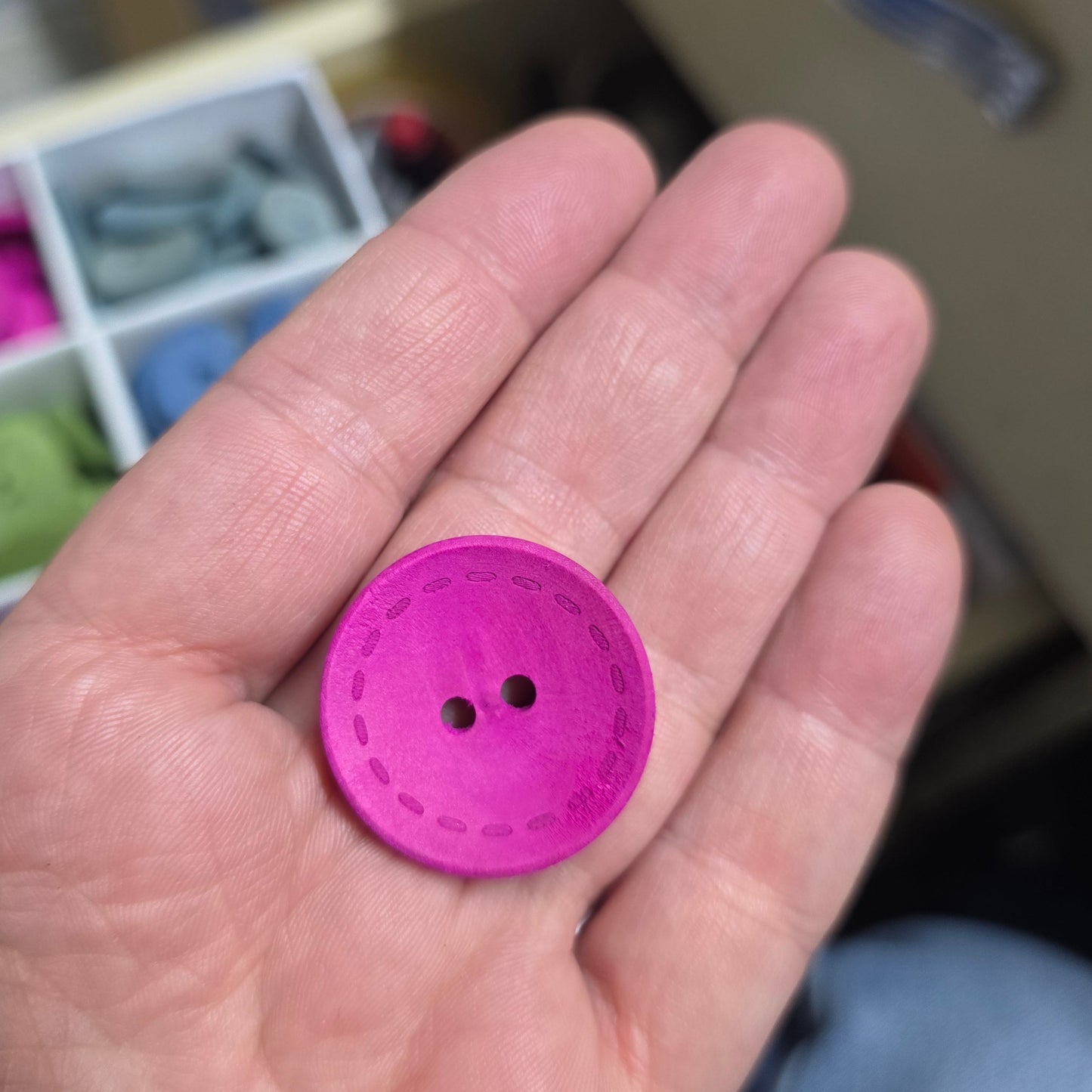 10 Adet Renkli Ahşap Düğme - 30mm (44 Boy)