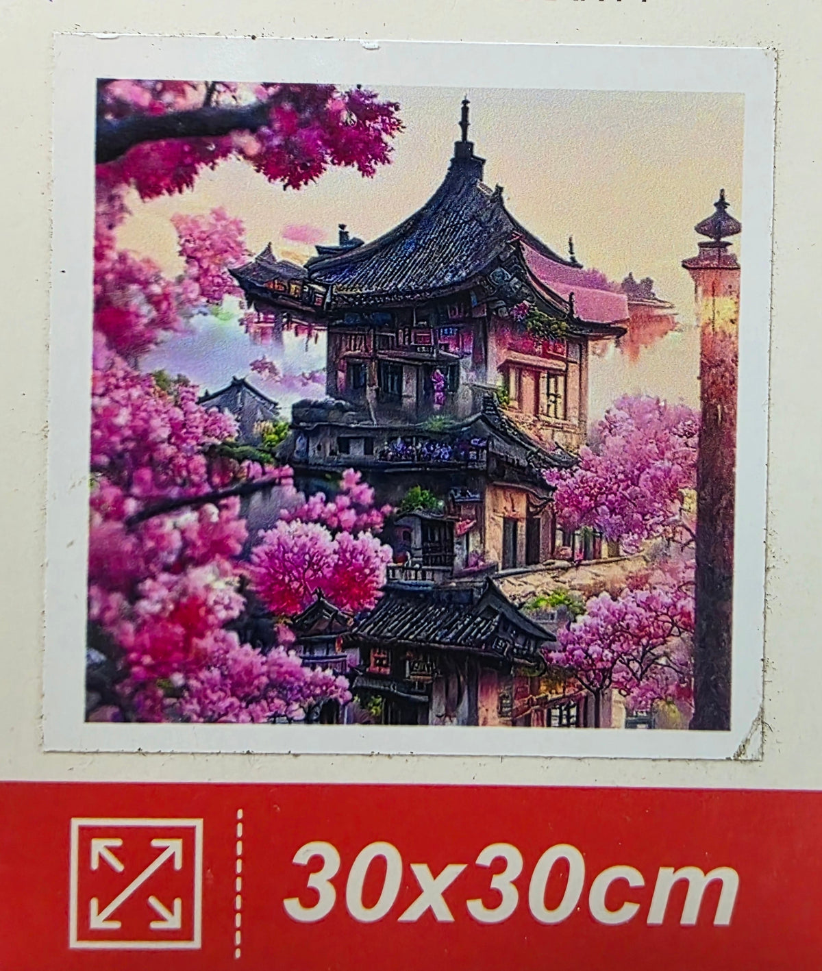 Boncuklu Taşlı Mozaik Elmas Goblen Tablo Resim Pano (30cmx30cm) Uzakdoğu Evi, Pagoda 18151