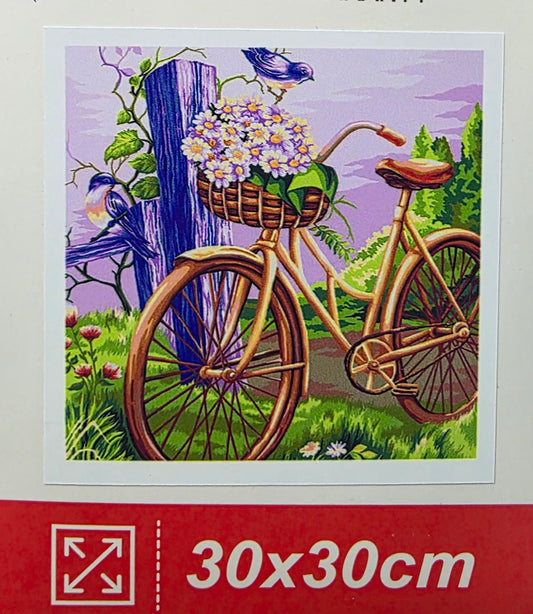 Boncuklu Taşlı Mozaik Elmas Goblen Tablo Resim Pano (30cmx30cm) Bisiklet, Çiçeklik 19425