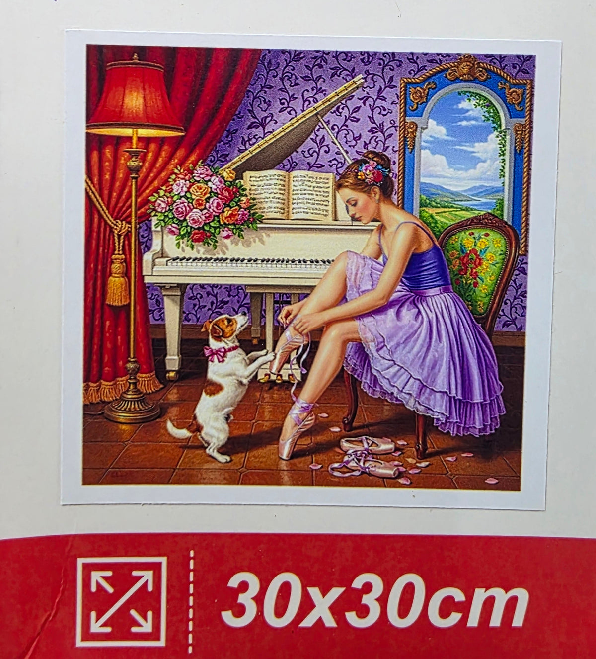 Boncuklu Taşlı Mozaik Elmas Goblen Tablo Resim Pano (30cmx30cm) Balerin, Köpek, Piyano 50443
