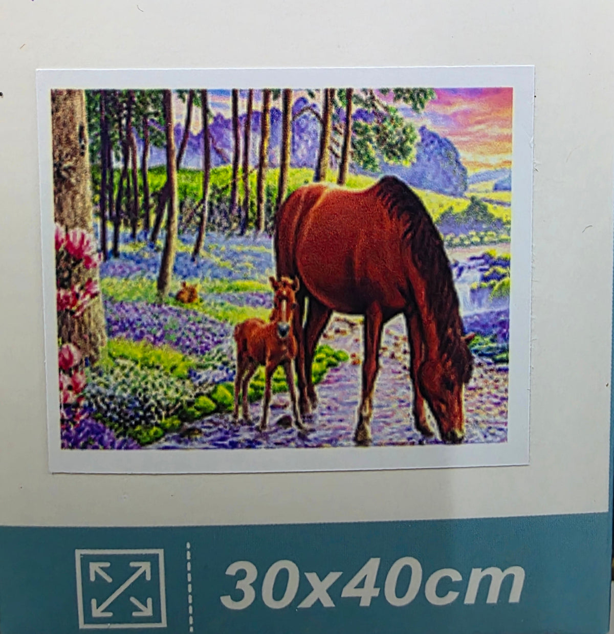 Boncuklu Taşlı Mozaik Elmas Goblen Tablo Resim Pano (30cmx40cm) Tay ve At. 73583