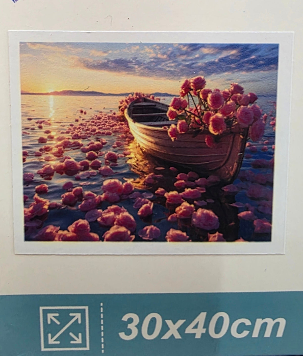Boncuklu Taşlı Mozaik Elmas Goblen Tablo Resim Pano (30cmx40cm) Kayık, Deniz, Güller 87848