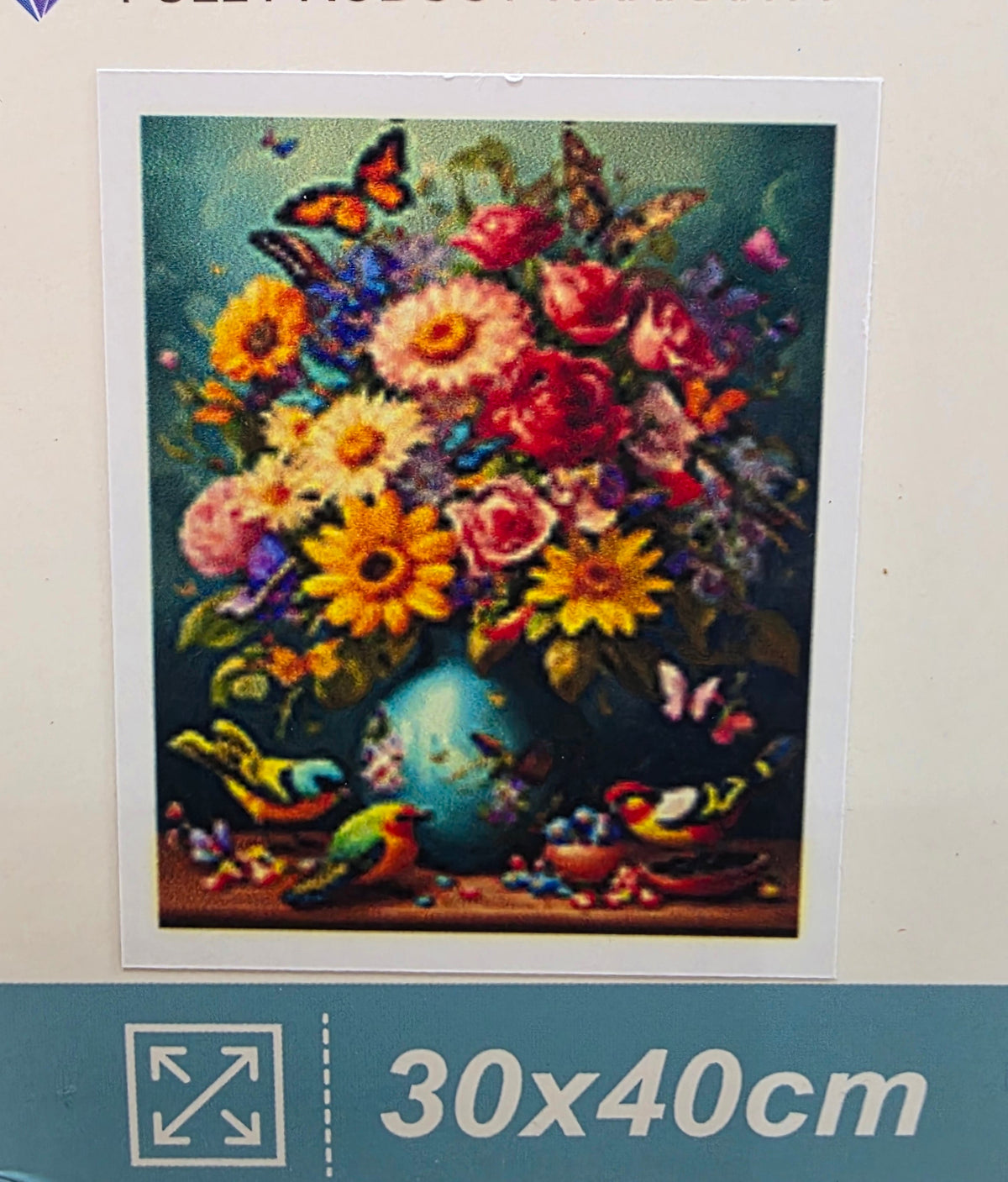 Boncuklu Taşlı Mozaik Elmas Goblen Tablo Resim Pano (30cmx40cm) Çiçekler, Vazo 89660