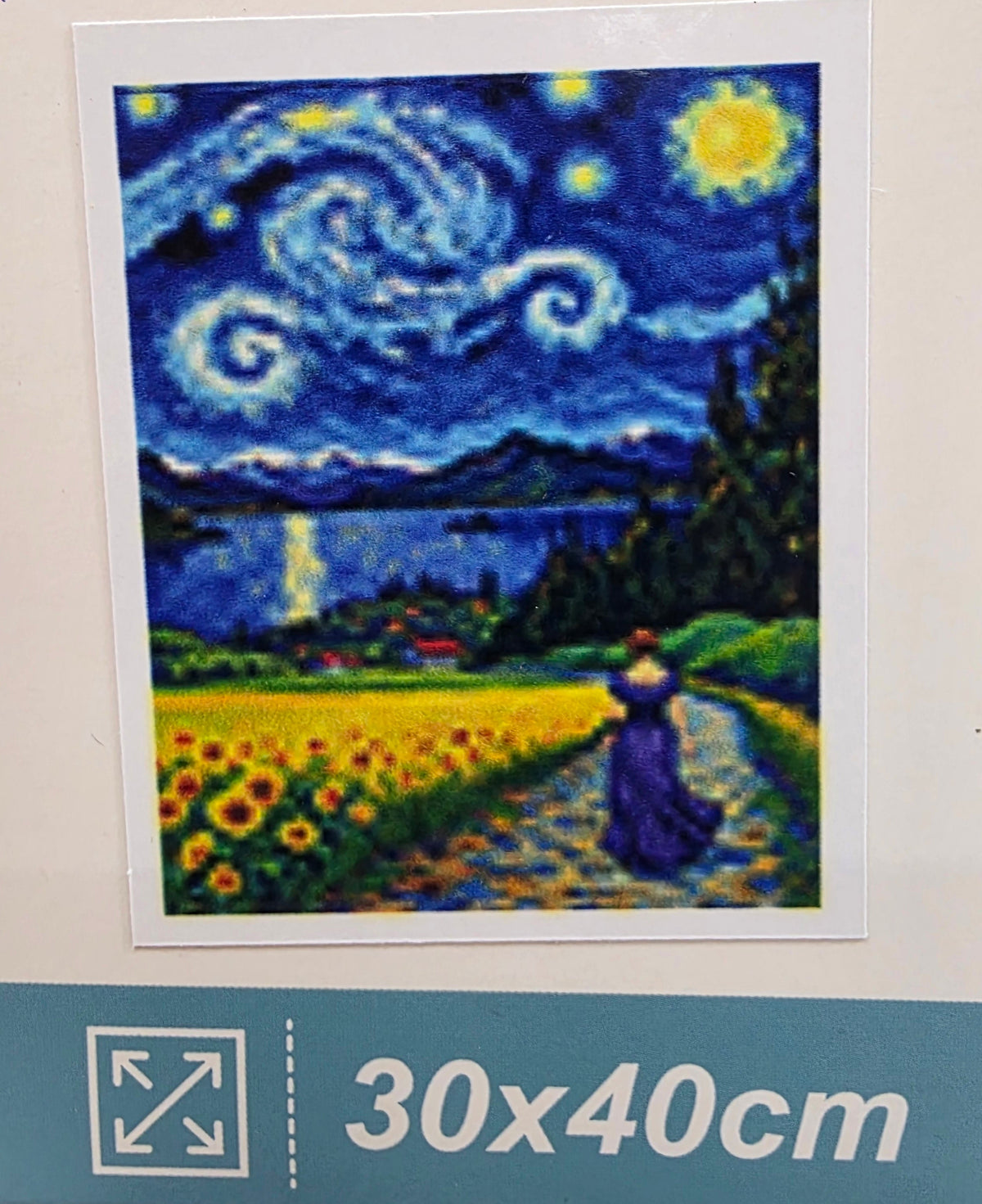Boncuklu Taşlı Mozaik Elmas Goblen Tablo Resim Pano (30cmx40cm) Yıldızlı Geceler, Ayçiçeği Tarlası 90862