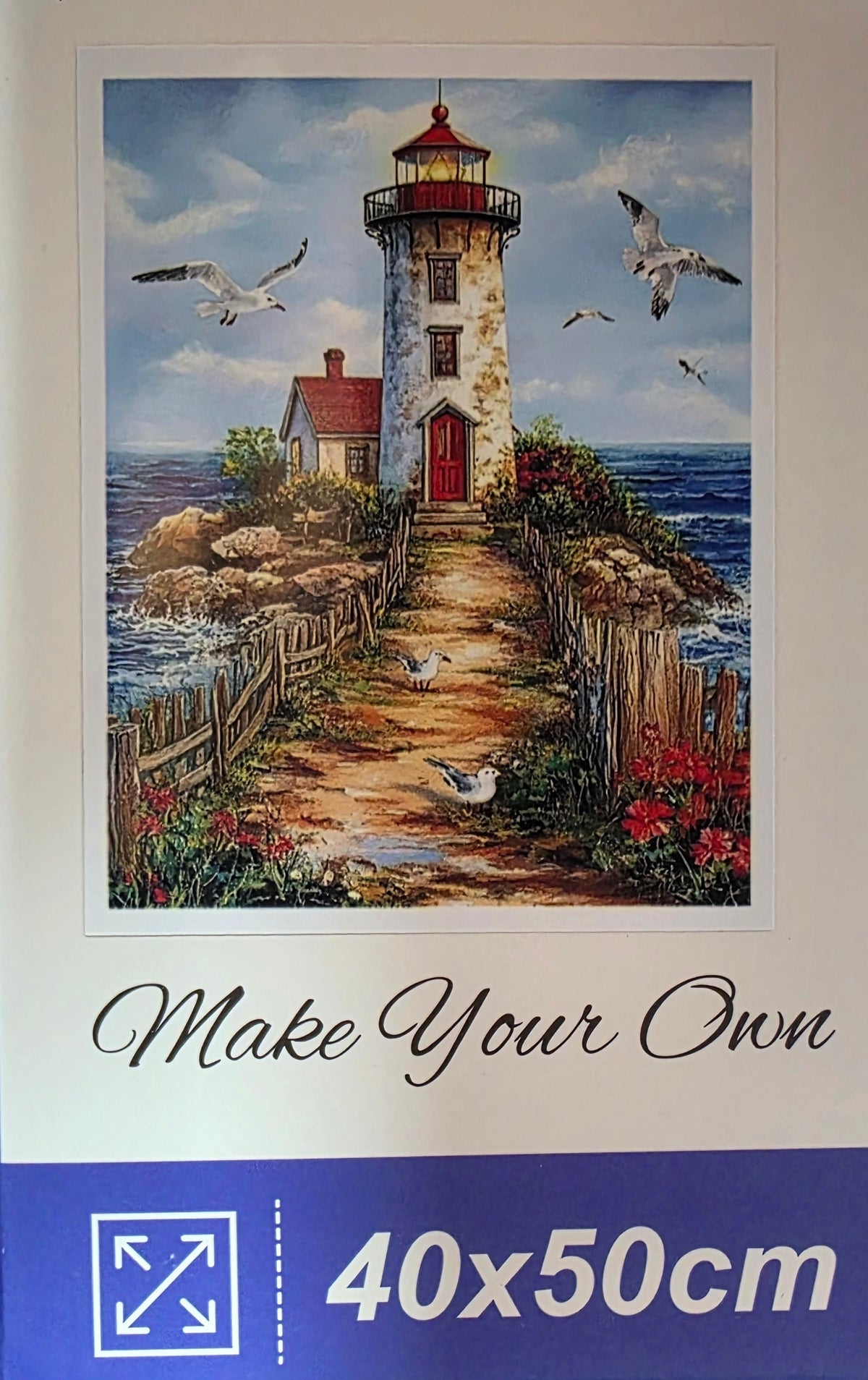 Boncuklu Taşlı Mozaik Elmas Goblen Tablo Resim Pano (40cmx50cm) Deniz Feneri, Martılar 91217