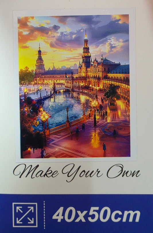 Boncuklu Taşlı Mozaik Elmas Goblen Tablo Resim Pano (40cmx50cm) İspanya Meydanı, Sevilla 90525