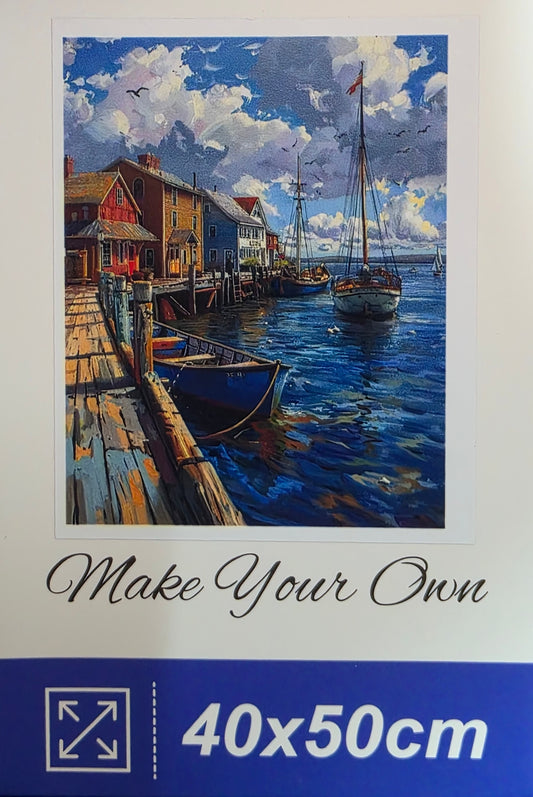 Boncuklu Taşlı Mozaik Elmas Goblen Tablo Resim Pano (40cmx50cm) İskele, Kayık, Tekne 88755