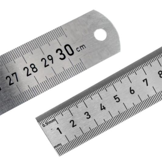 30 cm Çelik Cetvel - Çift Taraflı Çelik Cetvel – 300 mm / 12 inç