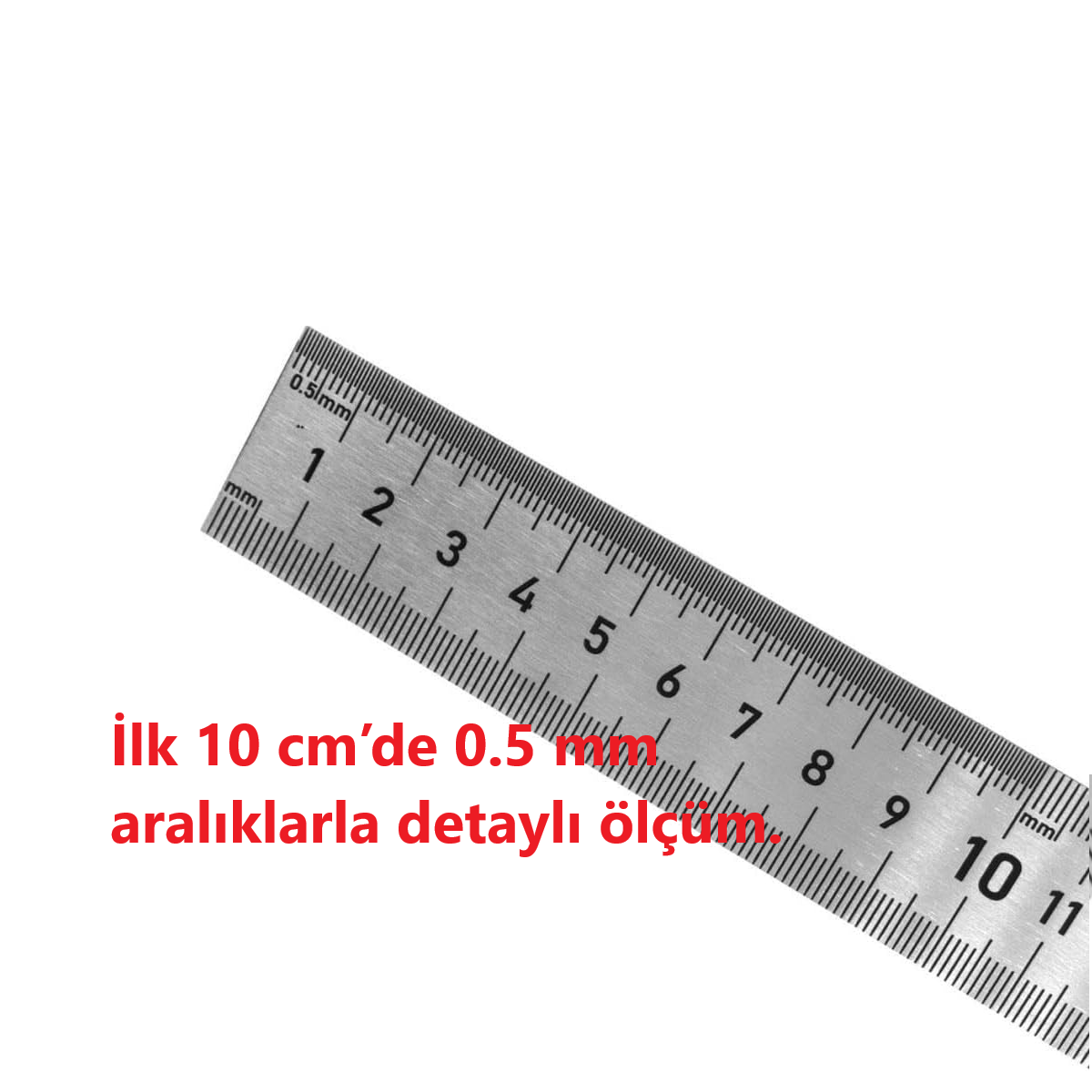 50 cm Çelik Cetvel - Çift Taraflı Çelik Cetvel – 50 cm / 20 inç