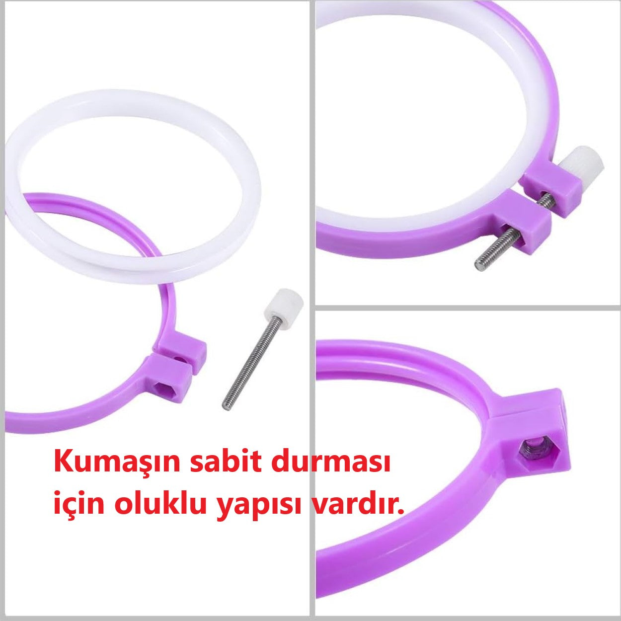 🧵 Renkli Plastik Nakış Kasnak Seti – 6 Boy Kasnak