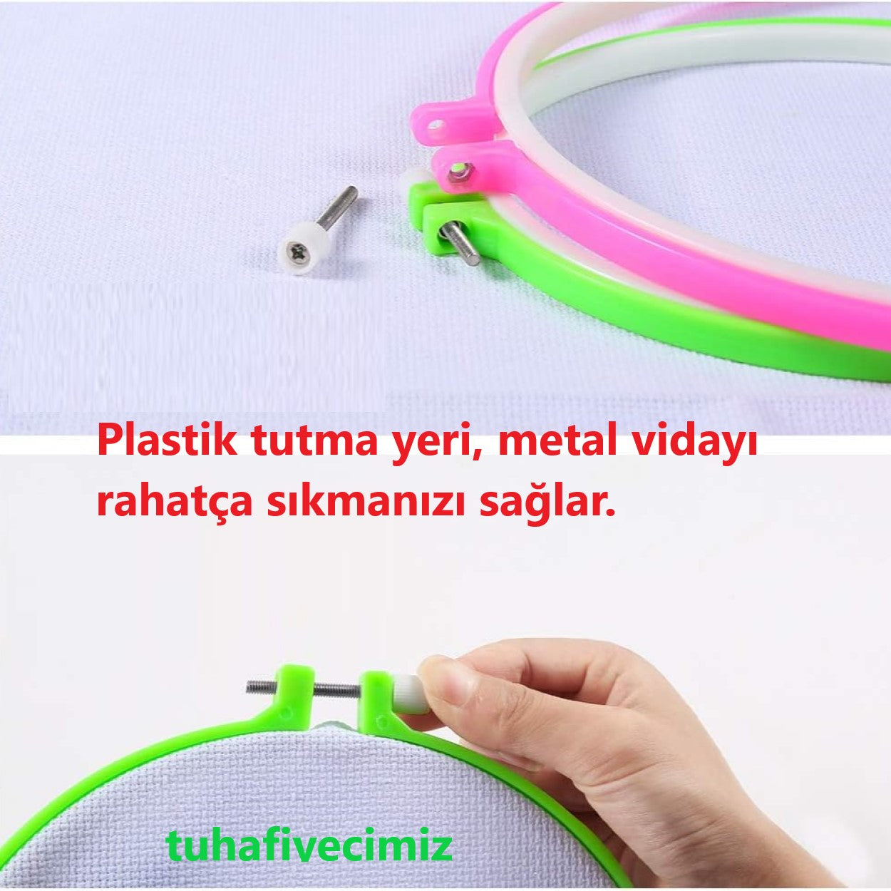 🧵 Renkli Plastik Nakış Kasnak Seti – 6 Boy Kasnak