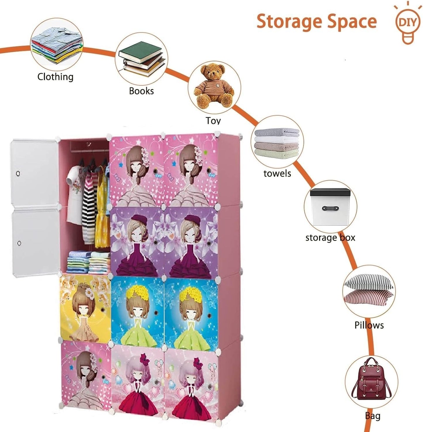 12 Raflı Çocuk Odası Dolabı - Kendin Yap - 12 Kapaklı, 12 Raflı Organizer Dolap. 35cmX35cm Ebatlarında