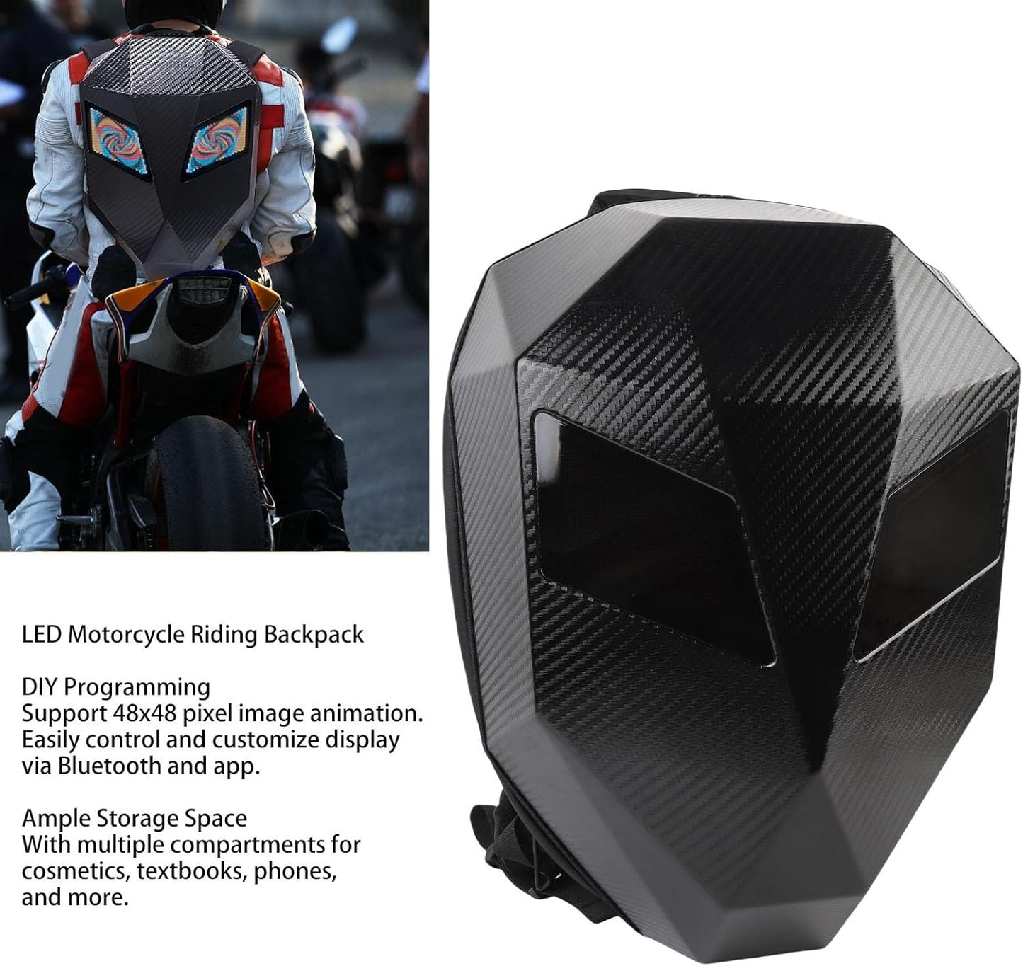 Karbon Led Gözlü Sırt Çantası, Kask Çantası