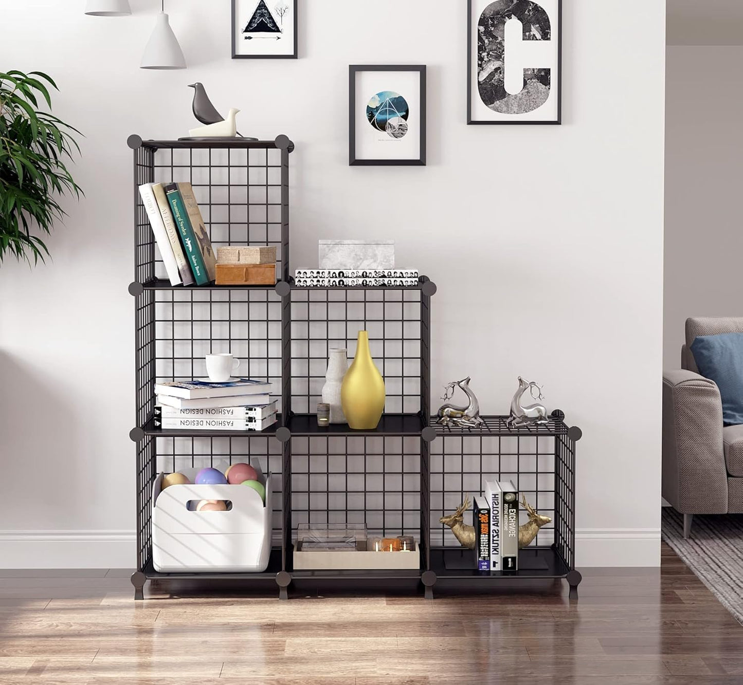 6 Bölmeli Metal Çok Amaçlı Raf Dolap Organizer - Kendin Yap - 6 Raflı Organizer Dolap. 35cmX35cm Ebatlarında