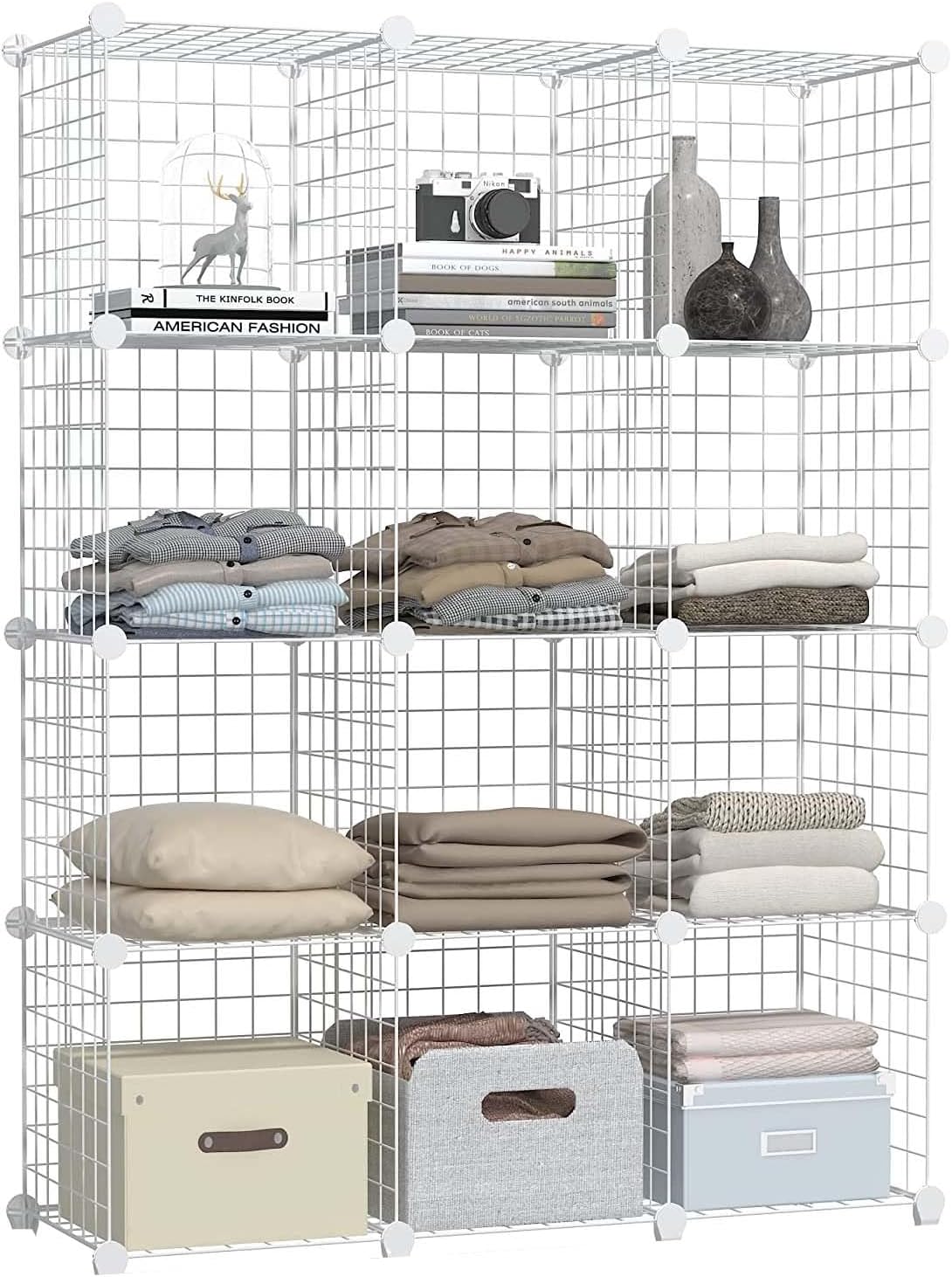 9 Bölmeli Metal Çok Amaçlı Beyaz Raf Dolap Organizer - Kendin Yap - 9 Raflı Organizer Dolap. 35cmX35cm Ebatlarında