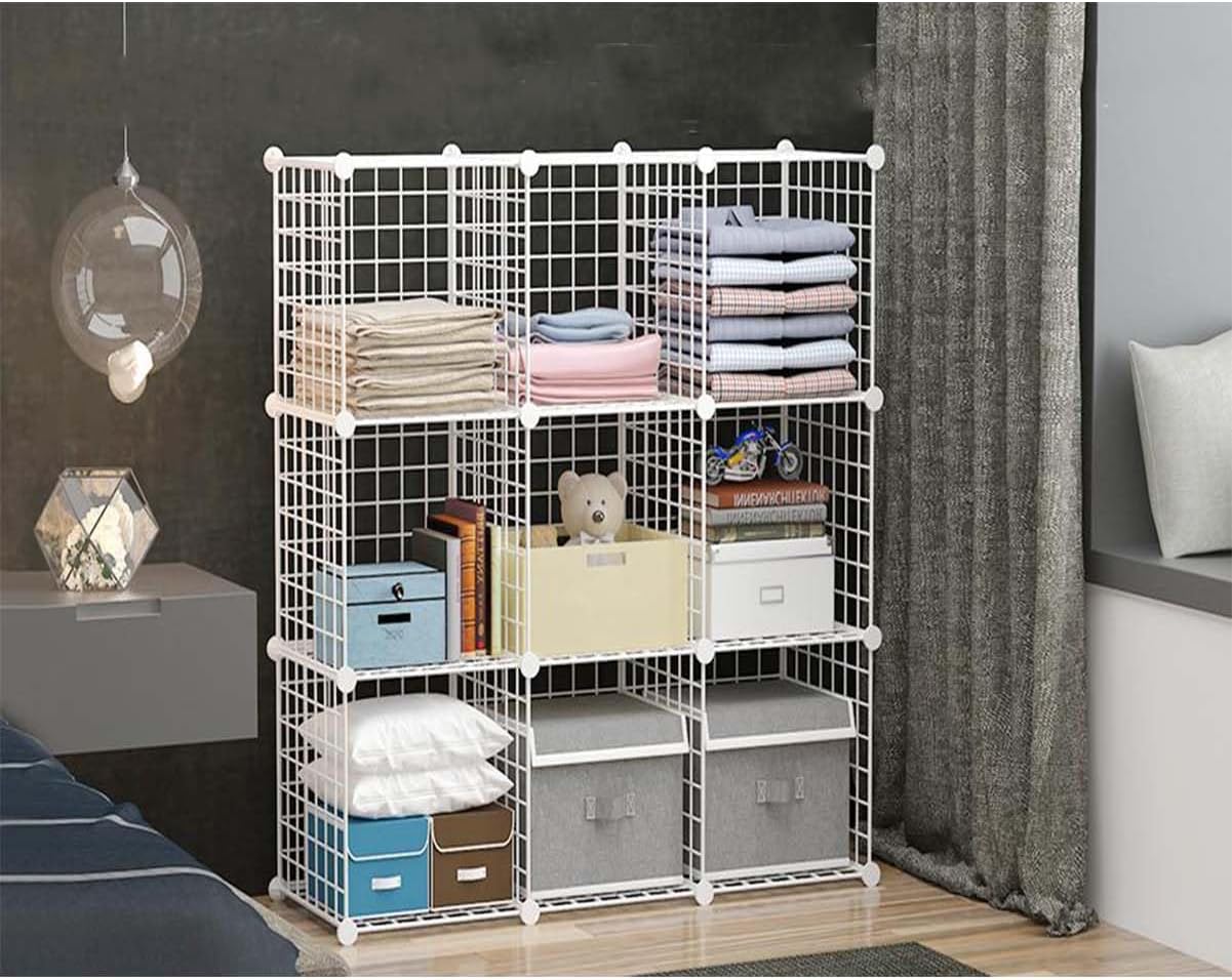 9 Bölmeli Metal Çok Amaçlı Beyaz Raf Dolap Organizer - Kendin Yap - 9 Raflı Organizer Dolap. 35cmX35cm Ebatlarında