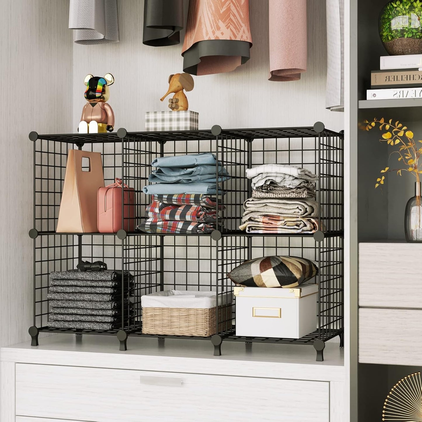 6 Bölmeli Metal Çok Amaçlı Raf Dolap Organizer - Kendin Yap - 6 Raflı Organizer Dolap. 35cmX35cm Ebatlarında