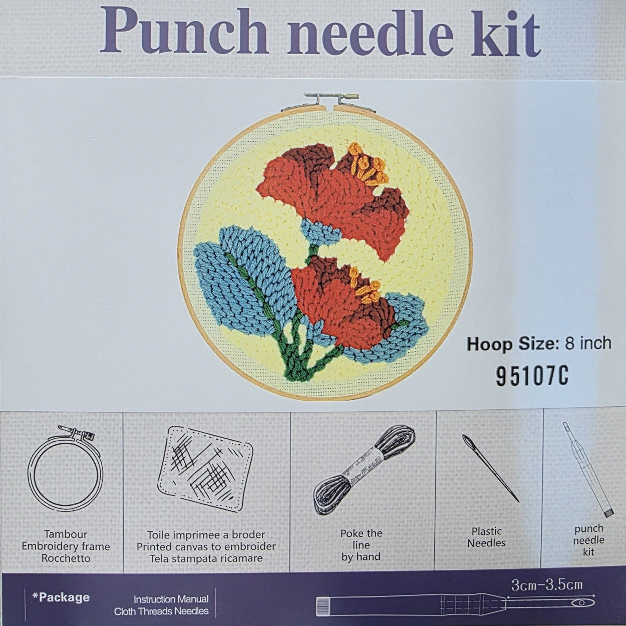 Karanfil Desen,  20cm Kasnaklı Panç Seti - 95107