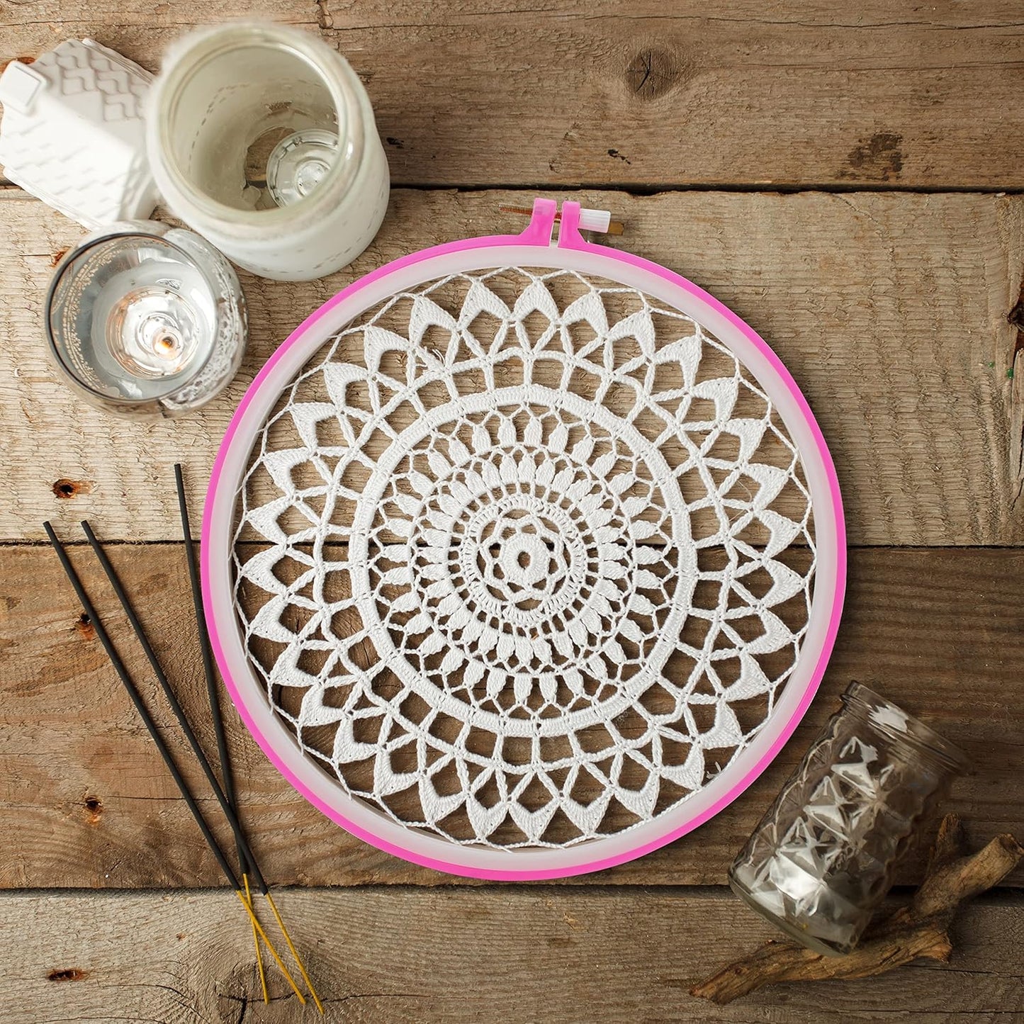 🧵 Renkli Plastik Nakış Kasnak Seti – 6 Boy Kasnak