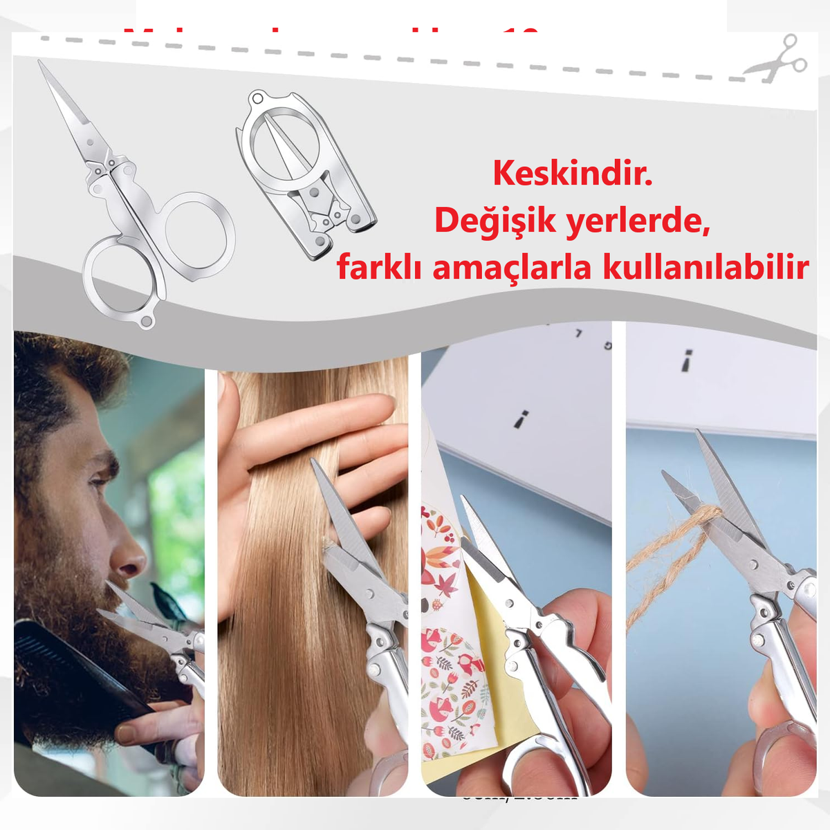 Seyahat Makası, Cep Makası, Katlanabilir Makas, Portatif Katlanır Çelik Makas