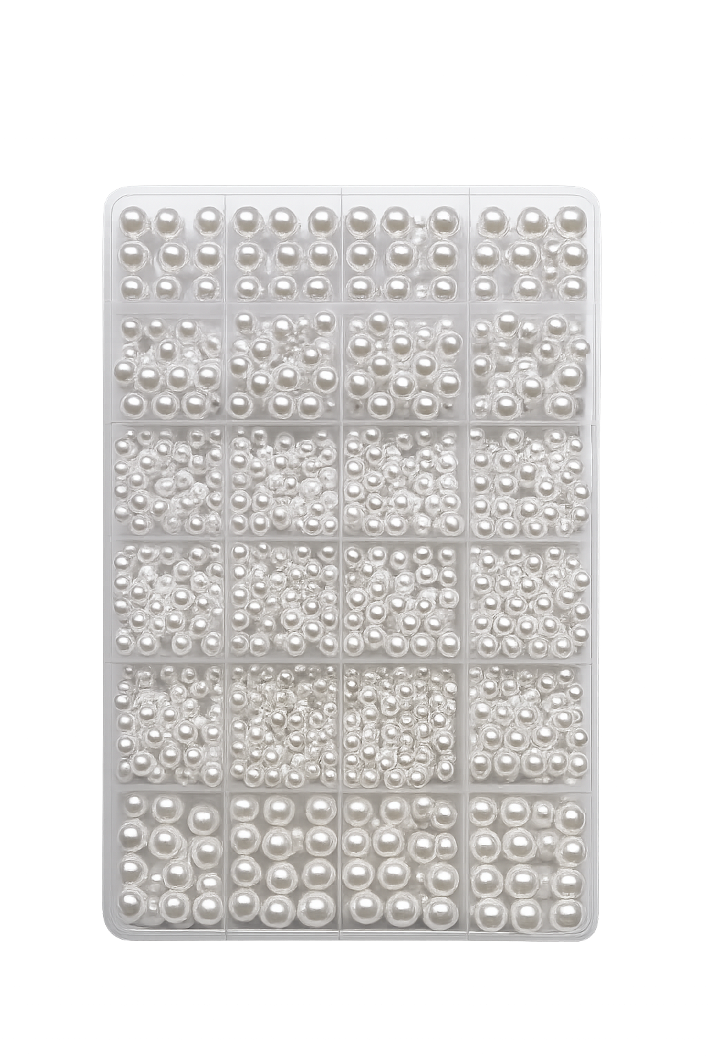 5 Boy Beyaz İnci Seti (1000 Adet İnci - 4mm, 5mm, 6mm, 8mm, 10mm) [KALIP veya ÇİVİ YOKTUR]