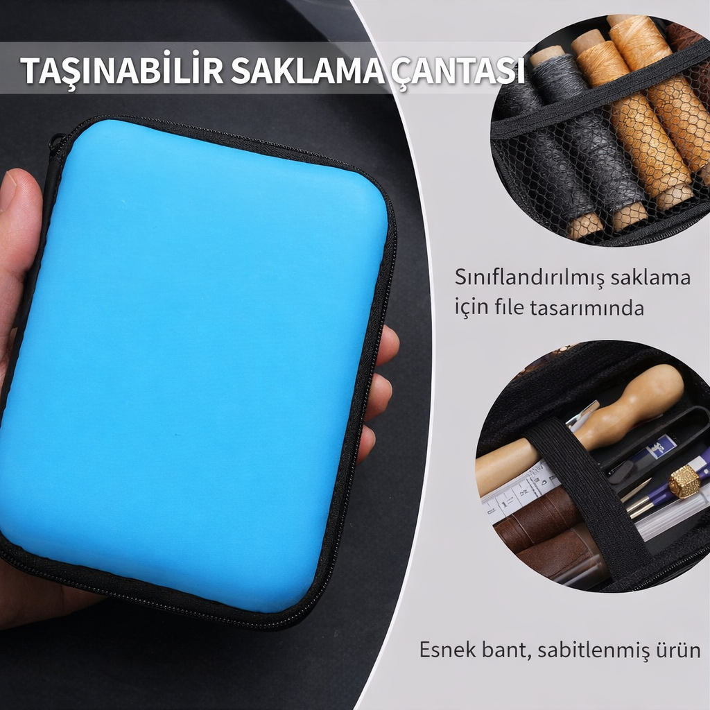 Deri Dikiş Seti, Biz, İğneler, Mumlu İplik İçeren Deri Dikiş Tamir Seti, Ayakkabı vs İçin Dikiş Aletleri