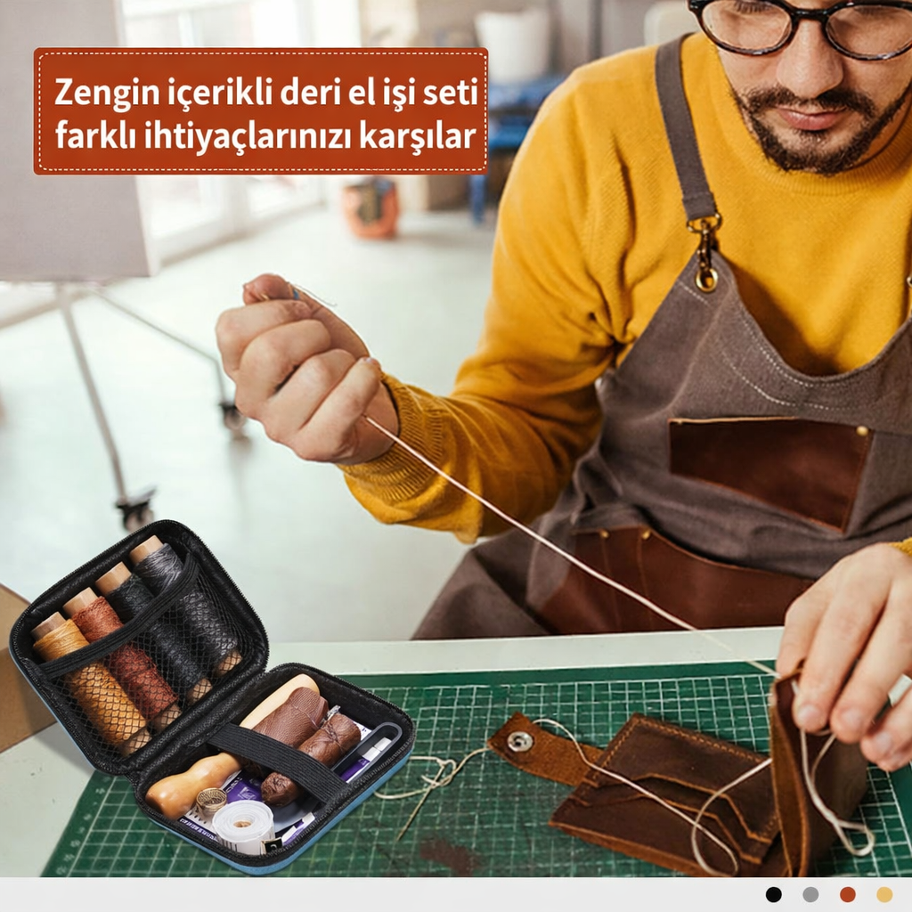 Deri Dikiş Seti, Biz, İğneler, Mumlu İplik İçeren Deri Dikiş Tamir Seti, Ayakkabı vs İçin Dikiş Aletleri