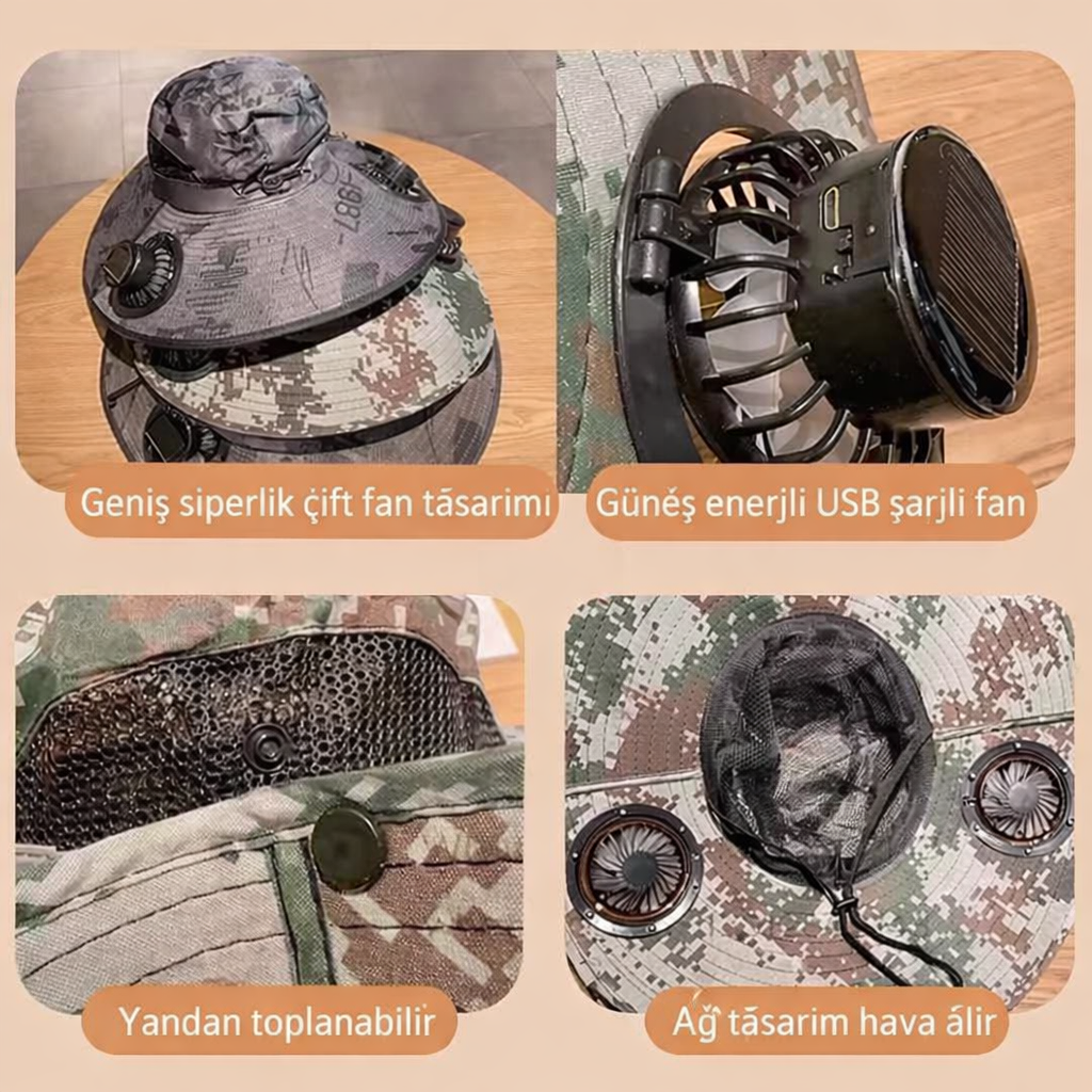 Çift Fanlı ve Güneş Enerjili, Güneş Şapkası