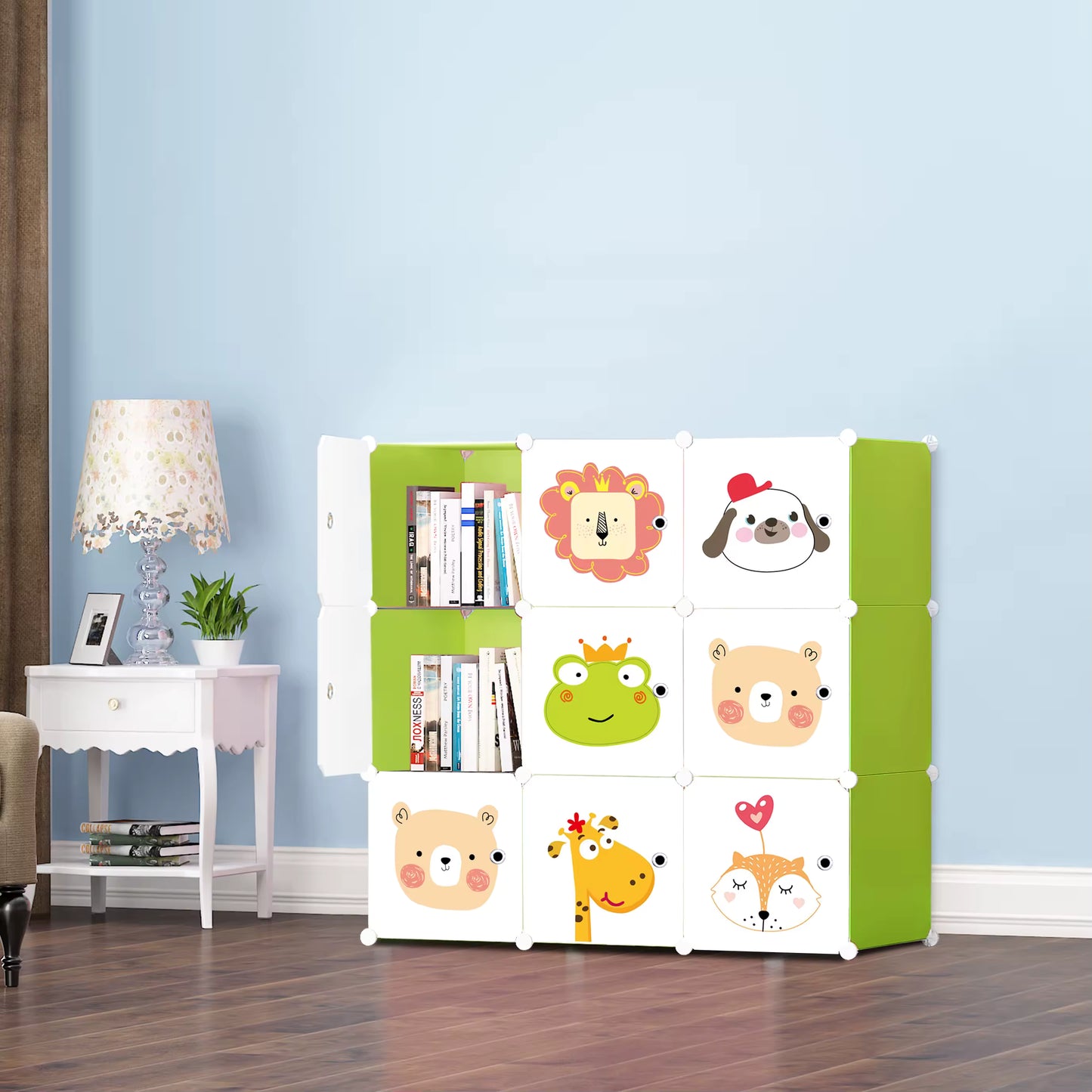 9 Gözlü Çocuk Odası Dolabı - Kendin Yap - 9 Kapaklı, Raflı Organizer Dolap. 35cmX35cm Ebatlarında
