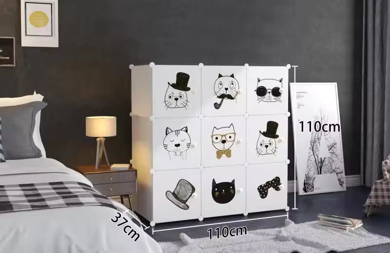 9 Gözlü Çocuk Odası Dolabı - Kendin Yap - 9 Kapaklı, Raflı Organizer Dolap. 35cmX35cm Ebatlarında