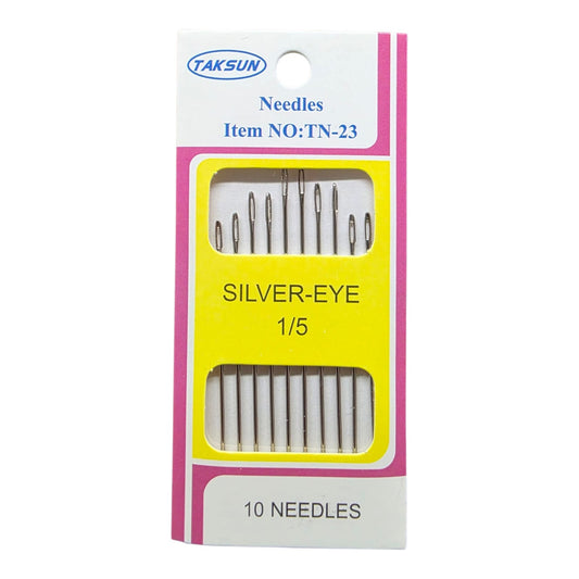 10 Adet Çelik El Dikiş İğnesi, 5 Boy Sıralı Gümüş Delikli Dikiş İğnesi